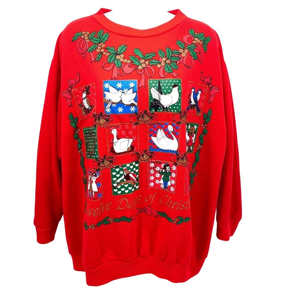 VINTAGE Tee Dee’s Red Christmas Sweater Size Medium